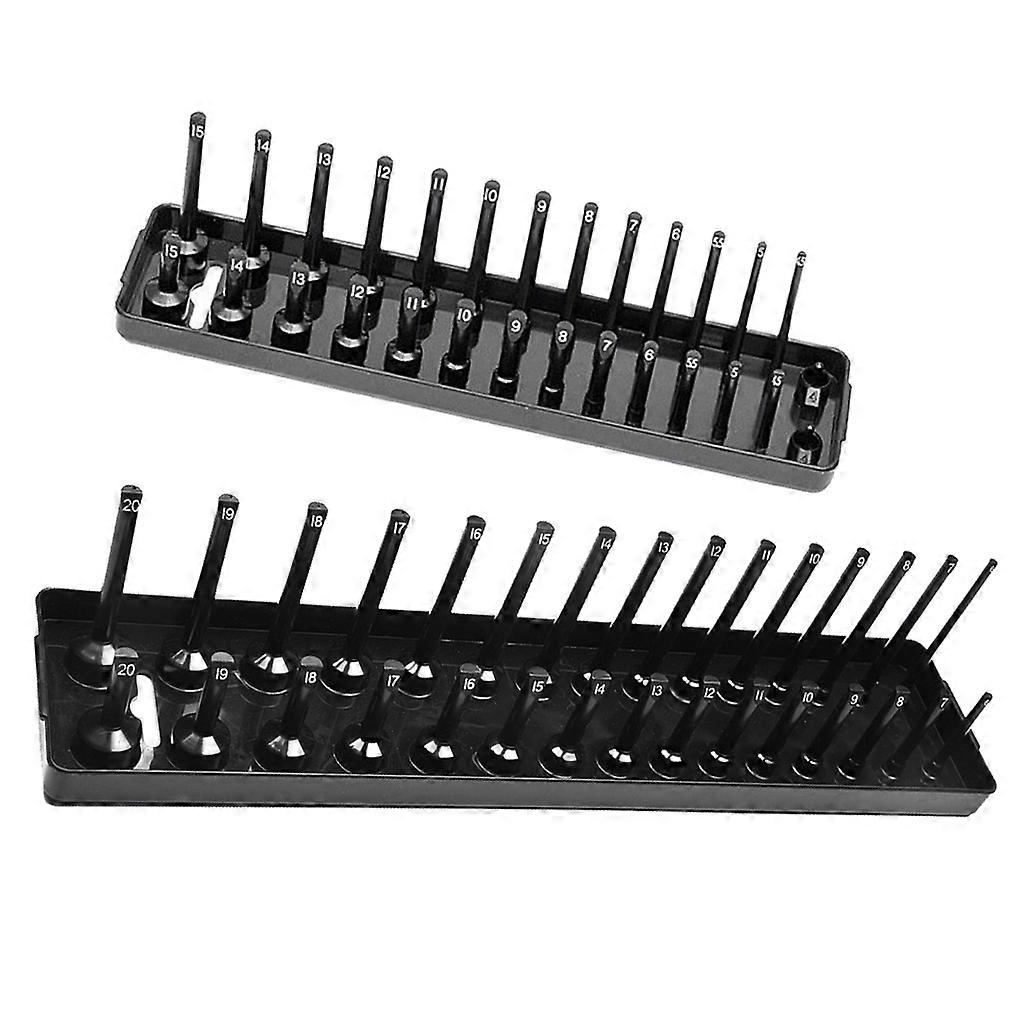 2 piezas 3/8 "1/4" Durable Metric SAE Socket Rack Holder Rack Tool Organizer