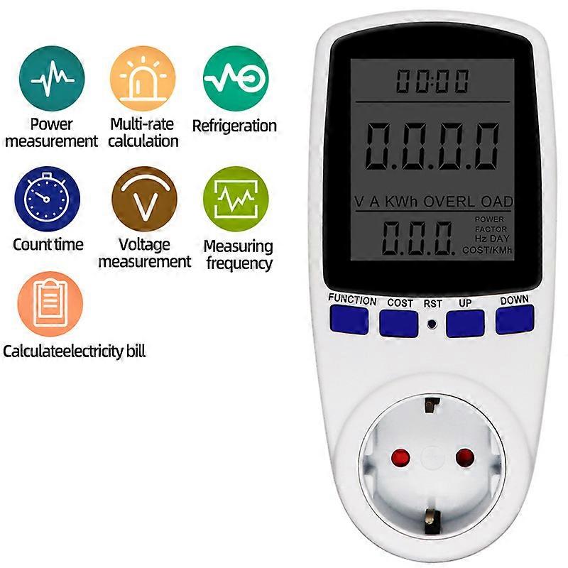 AC 220V EU Plug Digital Energy Power Wattmeter Meter Socket Kwh Wattage Voltage Analyzer Electricity Outlet Power  Analyzer