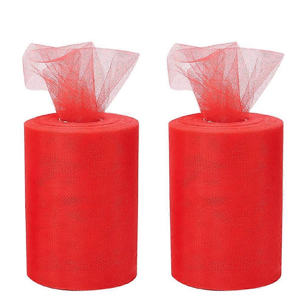 Deco Mesh Ribbons Tulle Fabric Tulle Roll Spool Fabric For Skirt Making Red 6 inch(150mm) 100yards/roll(91.44m/roll)