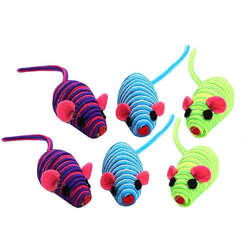 6pcs Elastic Rope Mouse Toy Funny Mouse Cat Playing Props Cat Teaser Interactive Toy (Random Color)