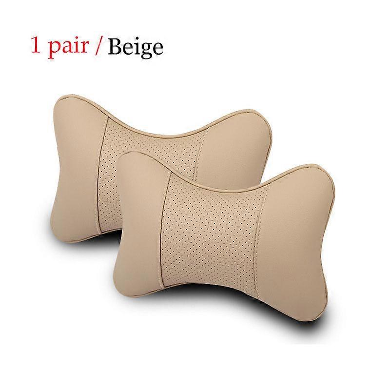 1 Pair Luxury Linen Material Car Headrest Pillow Unisex Breathable Auto Neck Rest Headrest Cushion Pillows Steering Wheel Cover