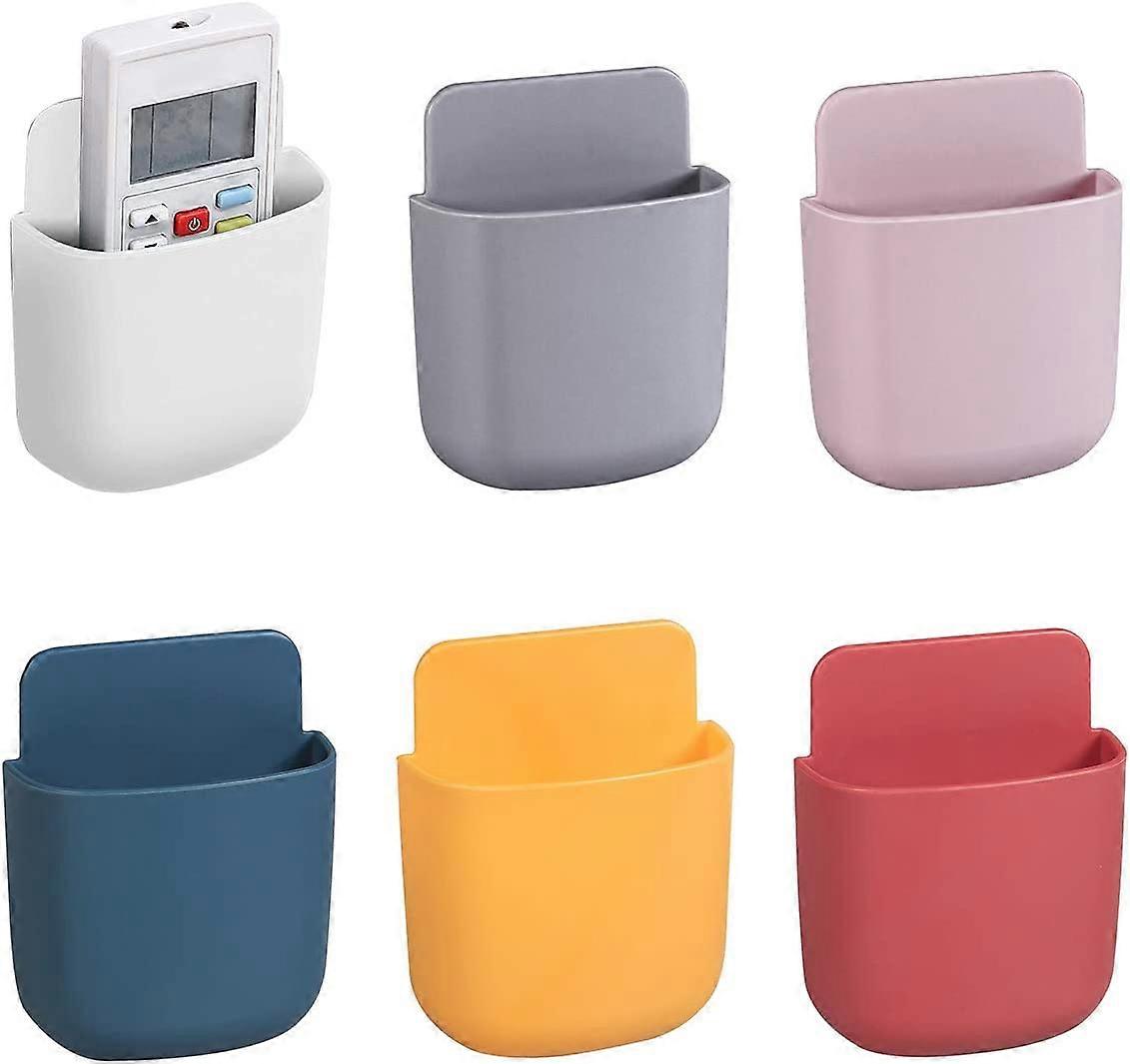 Teadokly 2-Pack Self-Adhesive Leather Wall Pouch - Remote & Phone Holder With Charging Port