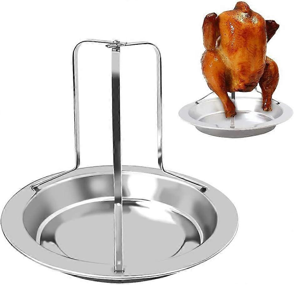 Chicken Roaster Rack, Chicken Holder Beer Can Chicken Holder Folding Chicken Roaster Rack Beer Can Vertical Roaster Chicken Stand with Drip Pan for Ov