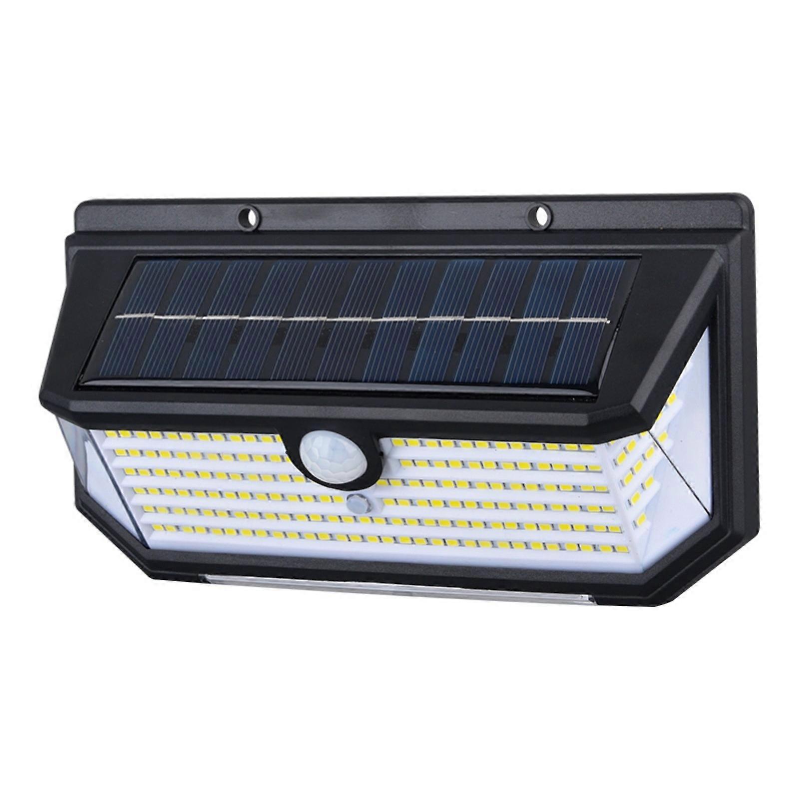 Solar Wall Lamp with Human Body Sensor - Five-Sided LED Light, Red Blue Flashing for Outdoor Security