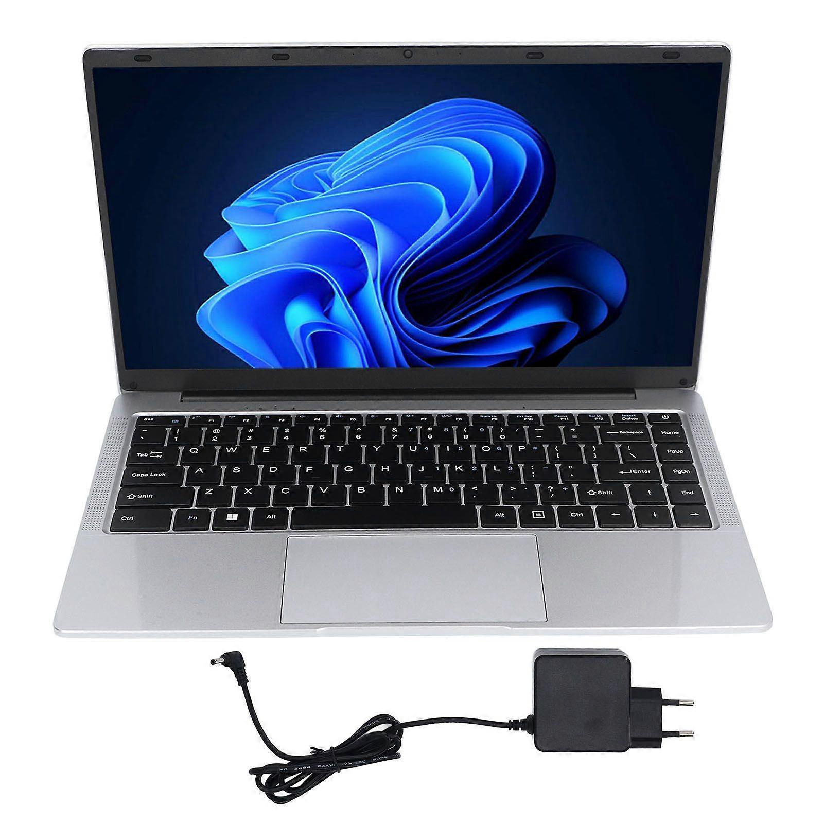 14 Inch Laptop 1920x1080 Display J4025 CPU 8GB LPDDR4 256GB SSD Notebook Computer for Win 11 Pro 2.4G 5G BT 4.2 300000 Pixels 5000mah Battery EU Plug