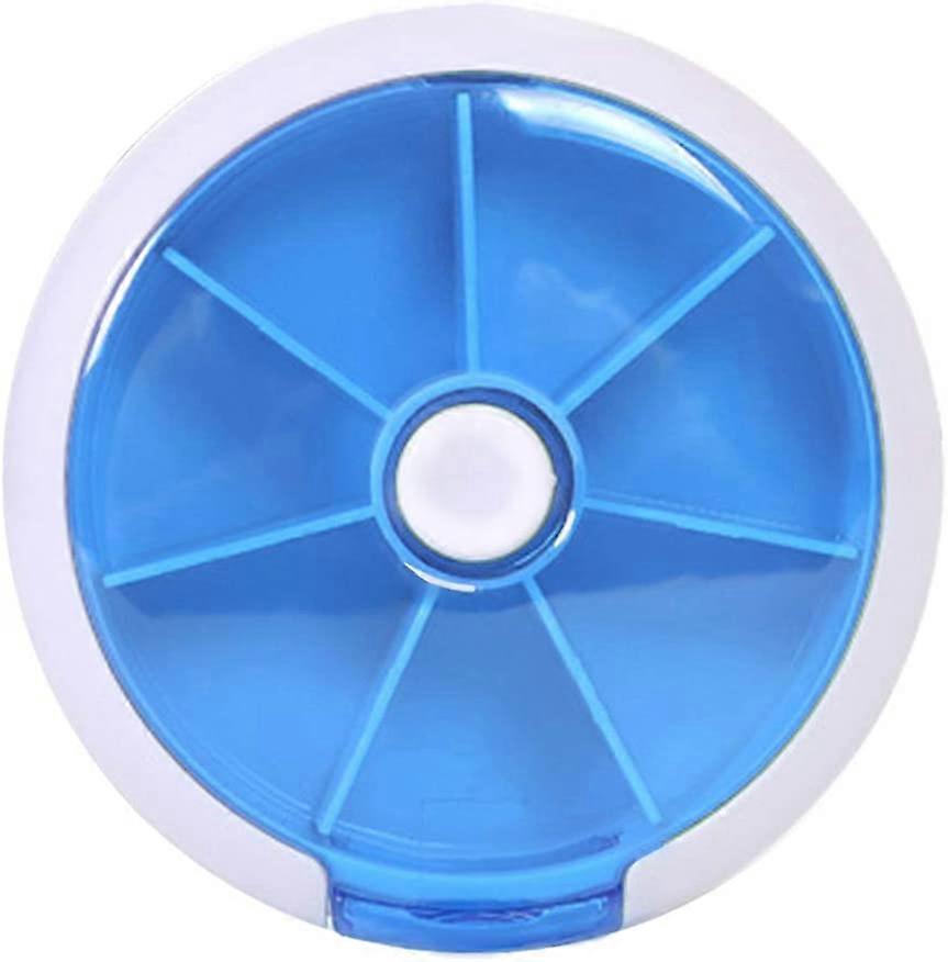 Pill Organizer Weekly,Pill Case 7 Day 3 Times Medicine Pill Dispenser,Push Button Rotate Pill Planner with 7 Compartments (1,Blue)