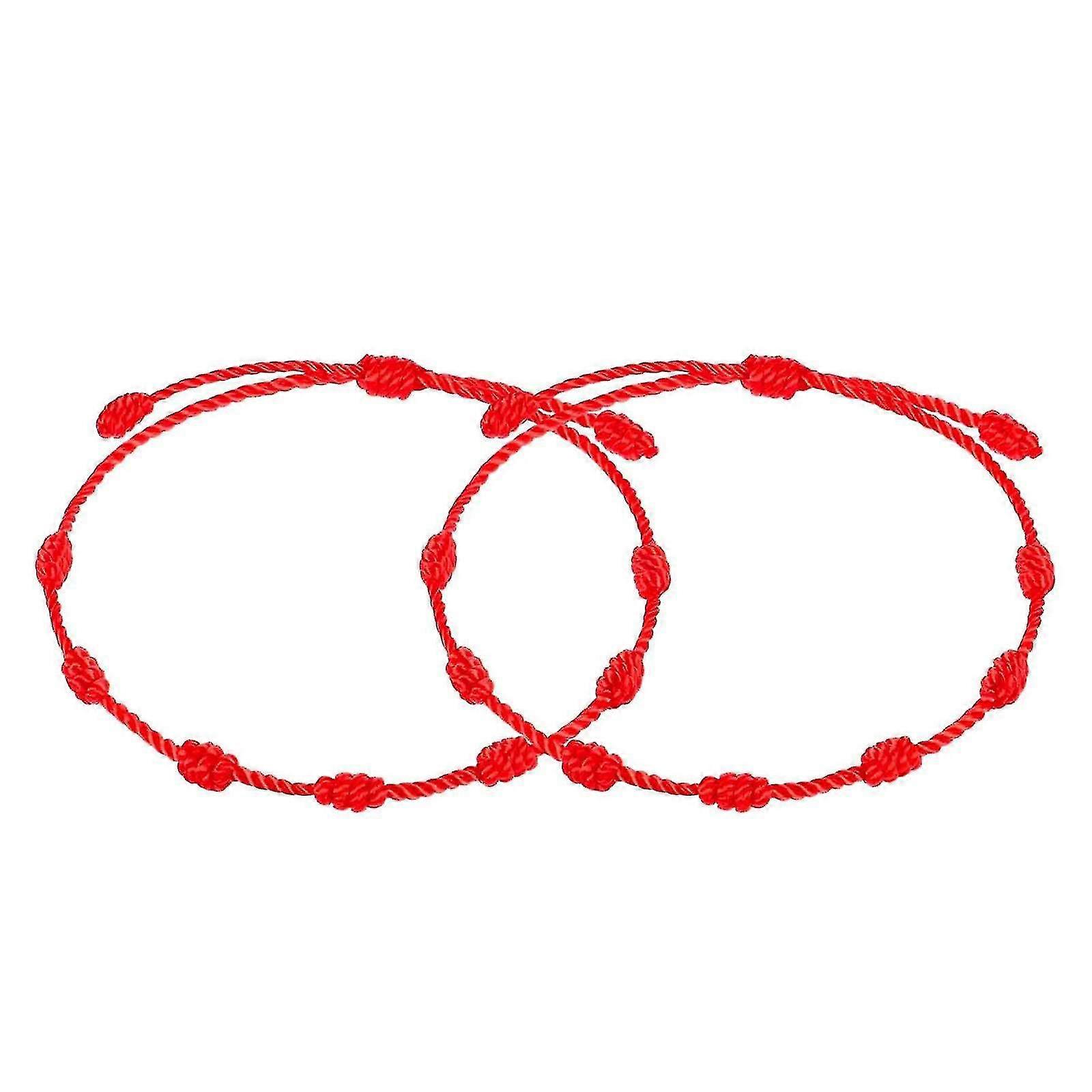2pcs Red String Bracelet Handmade Kabbalah Protection Amulet Knots Thread