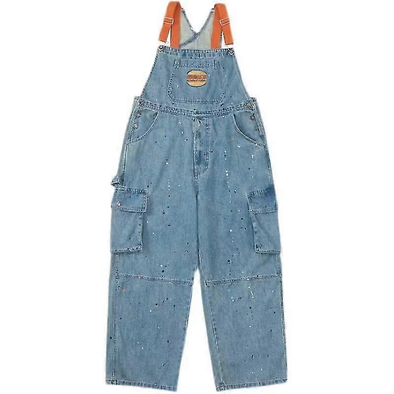 spring Women Denim Overalls Blue Straight Long Wide Leg Jumpsuiit Korean Streetwear Fashion Summer Women Thin Denim Jumpsuit