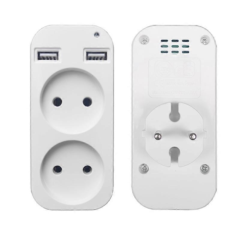 Usb Socket Euro Plug 2 Position Conversion Plug With Adaptor Wall Multi Socket Portable 2 Usb Ports Home Accessories