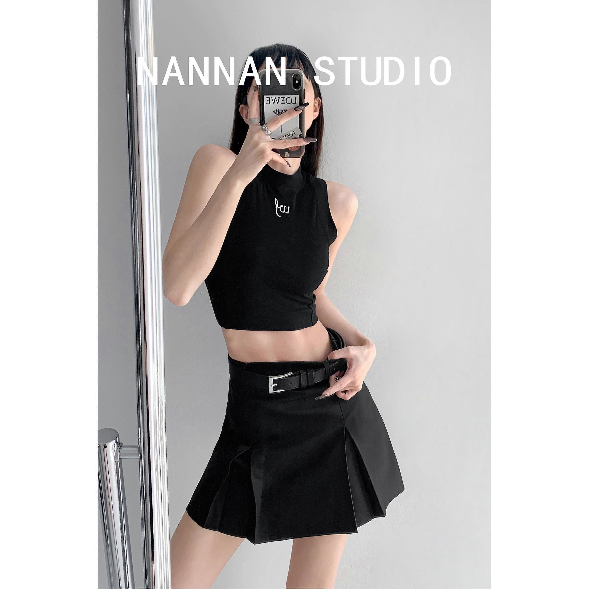 Amerikan Tarzı Zarif Retro Tarzı Takım Elbise Etek Kadın İlkbahar Ve Yaz Kolej Tarzı Sıcak Kız Slim Fit Pileli Etek Trendy