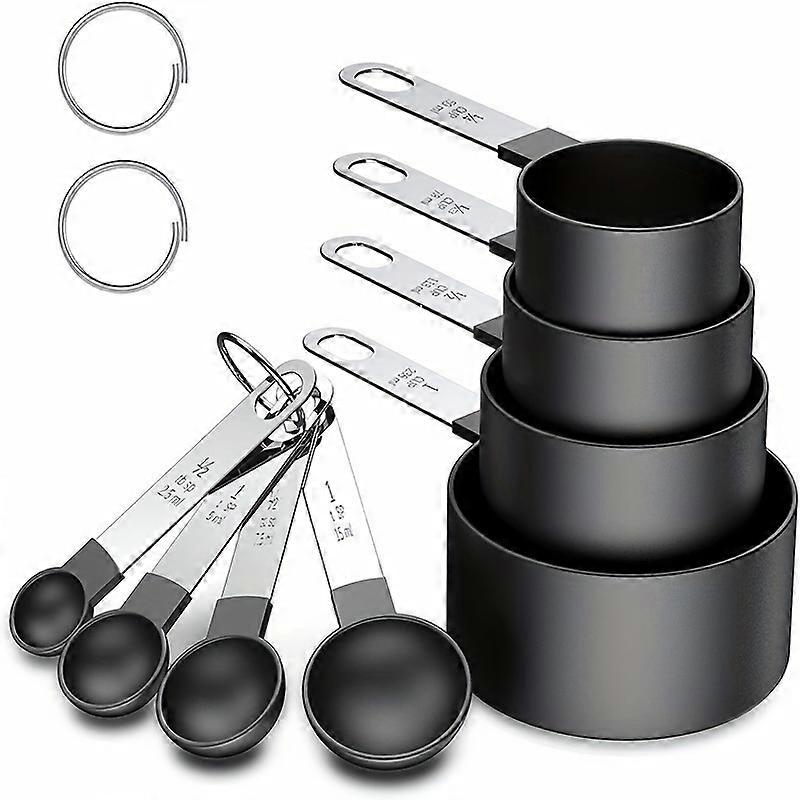 8pcs Measuring Cups and Spoons Set with Stainless Steel Handles Baking Scale