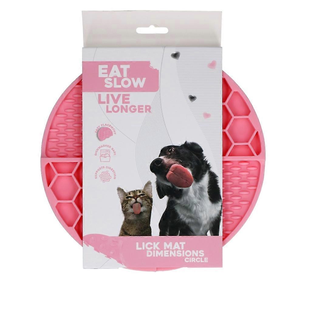 Eat Slowly Live Longer Lick Mat Dimensions Circle Pink