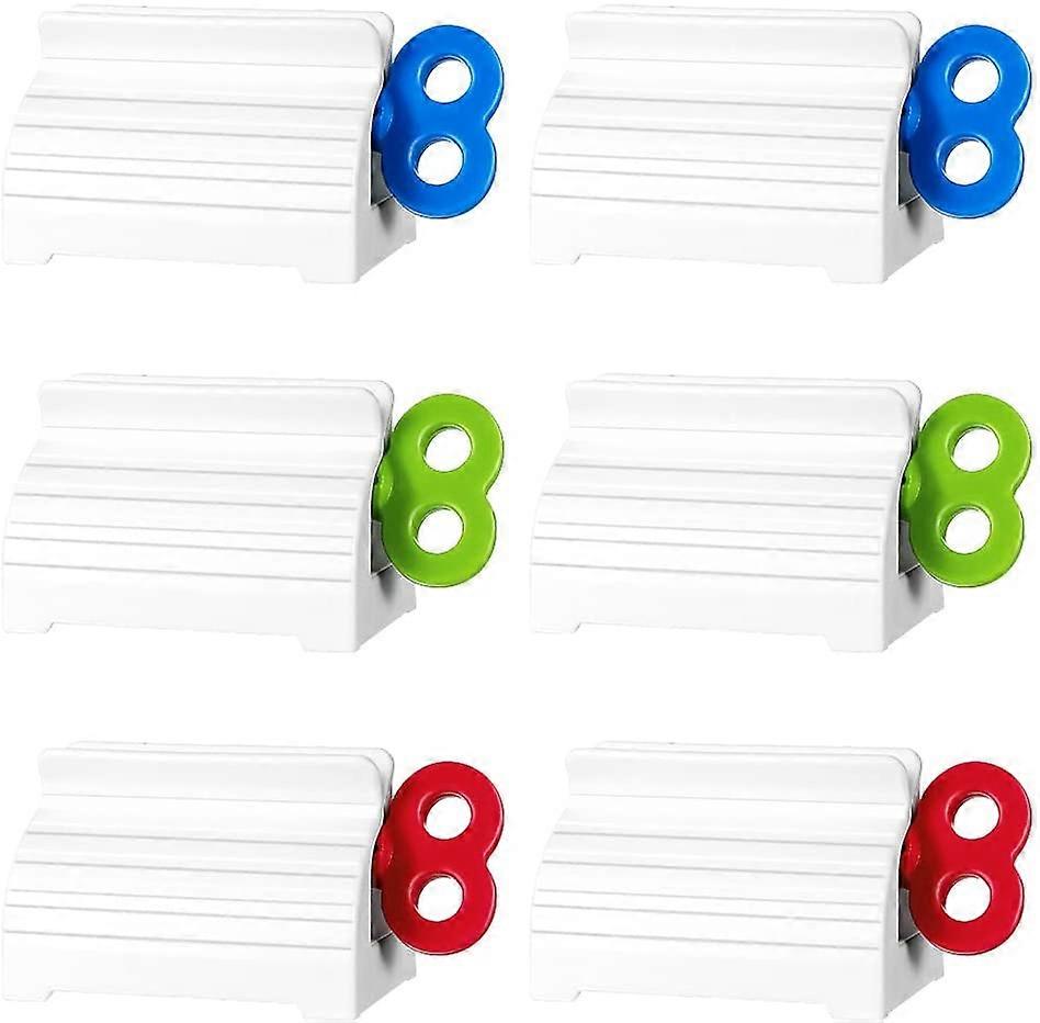6 Pieces Rolling Tube Toothpaste Squeezer Toothpaste Seat Holder Stand Rotate Toothpaste Dispenser