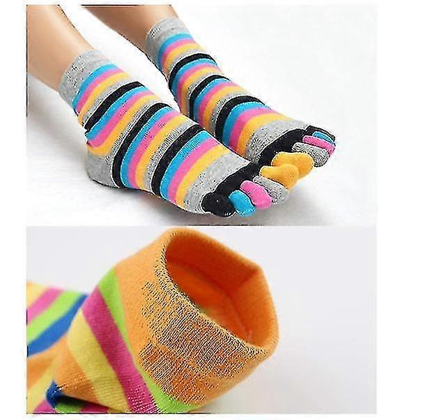 Lot De 6 Paires Chaussettes 5 Doigts Femme – Coton Respirant, Anti-Amorties, Sport Running Yoga – Couleurs Vives & Motifs Fun (Taille 37-42 EU)