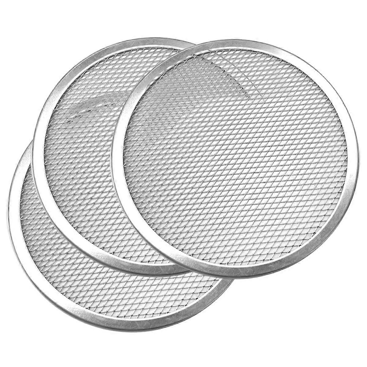3Pcs Pizza Screen 12 Inch Restaurant-Grade Pizza Rack with Seamless Edge Round Pizza Baking Pan Bak