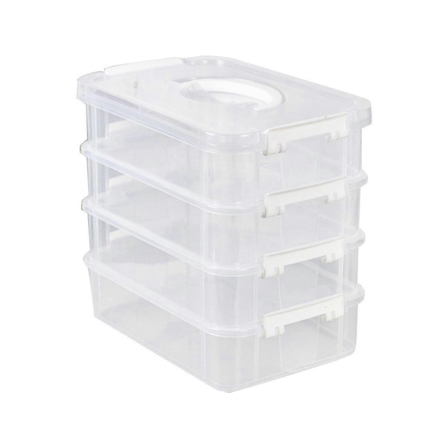 Transparent 4-Layer Storage Container with Handle Large Capacity Multipurpose Crafts Supplies Sewing