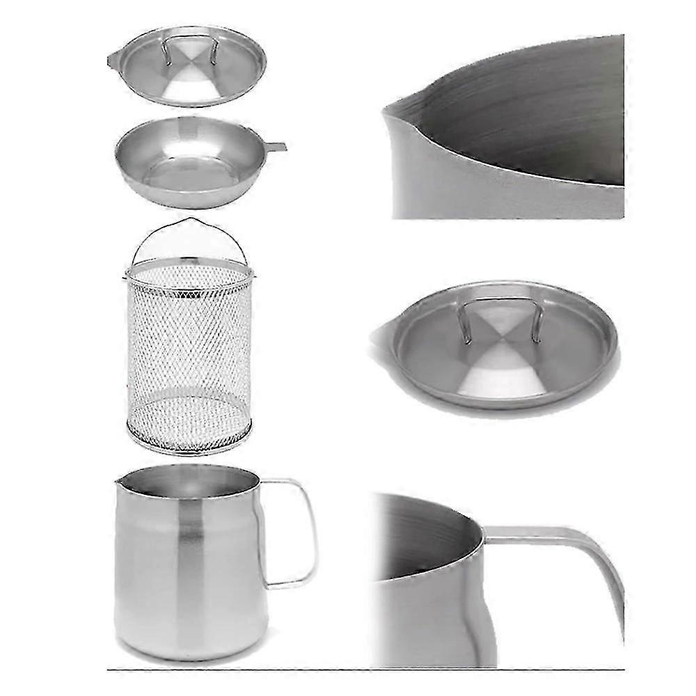 Stainless Steel Large Capacity Oil Fryer and Filter Cup Combo, Oil Filter PotPig oil tank