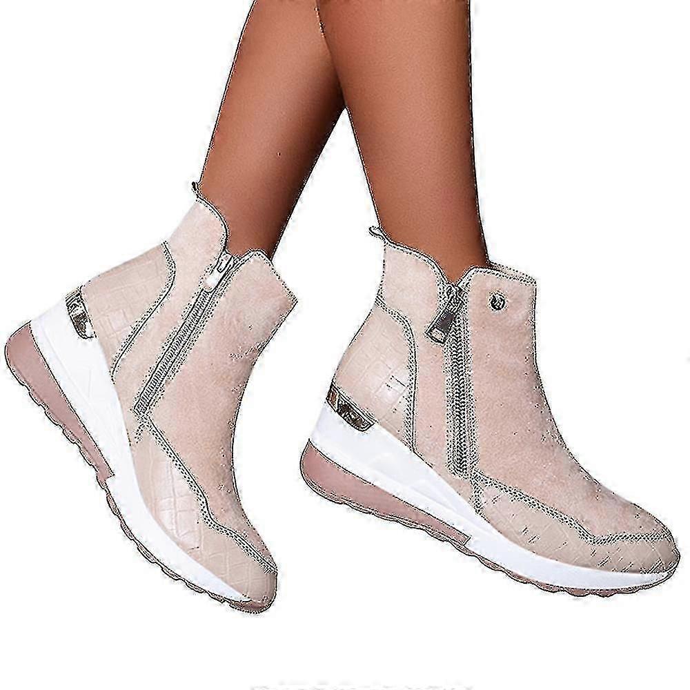 Women Wedge Ankle Boots Zip High Top Sneakers Trainers Shoes