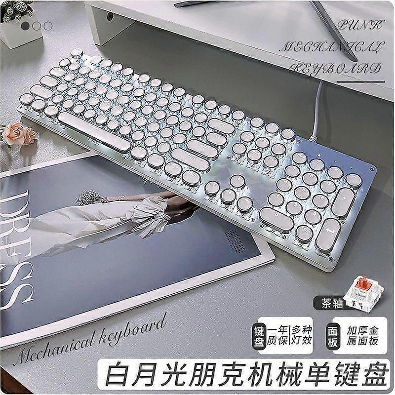 Mechanical Keyboard Retro Non-slip Wired Punk Green Axis 108 Keys RGB Ergonomic Laptop Office Home Esports Gaming