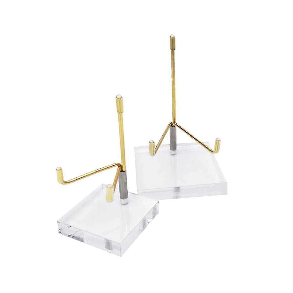 2 Pcs Adjustable Metal Arm Display Stand Easel With Clear Acrylic Base For Gemstones Crystal Minera
