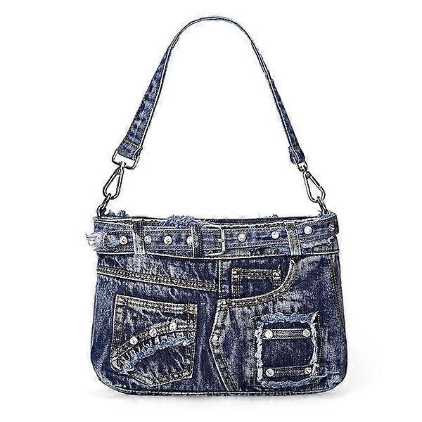 Creativo Jeans Denim Mujer Patchwork Satchel Bolso de hombro