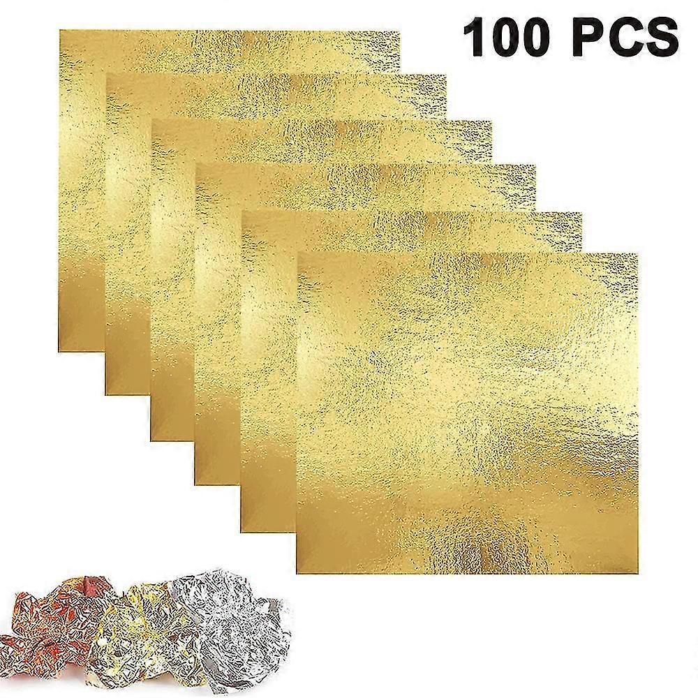 100片金银铜锡箔金银箔指甲艺术仿金箔工艺绘画DIY金箔