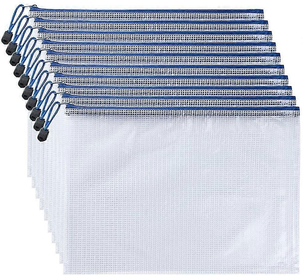 10pcs Zipper File Pouch, Zipper Folders Document Pouch Receipts Organizer Pvc Document Bag For Office School Home Travel (a4 Size 13.4 X 9.4 Inches, W