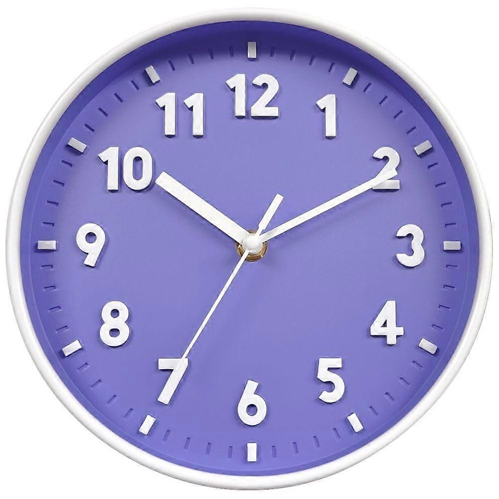 3D battery operated silent wall clock, 8-inch, blue