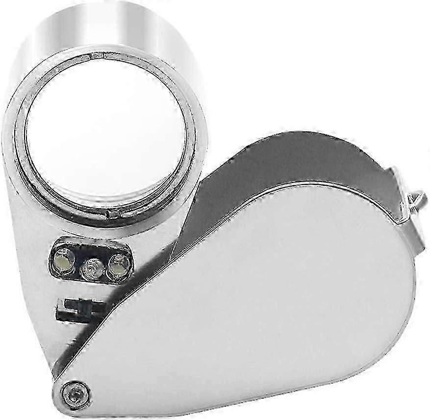 40X Jeweler Loupe Foldable Pocket Magnifying Glass Illuminated Magnifying Glass with LED Light and UV Lamp, Suitable for Reading Study Diary
