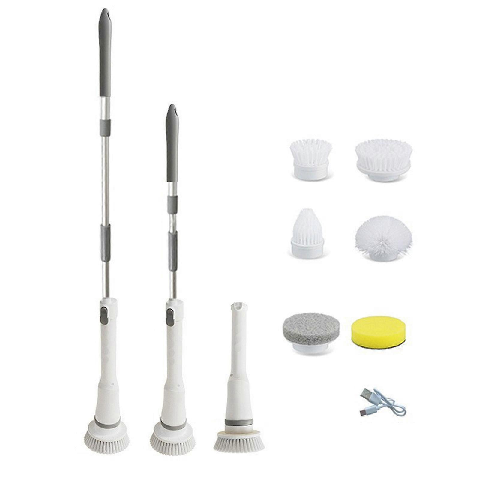 Electric Spin Scrubber 2 Speeds Cleaning Brush with 6 Replaceable Brush Heads Cordless Scrubber Adjustable Detachable