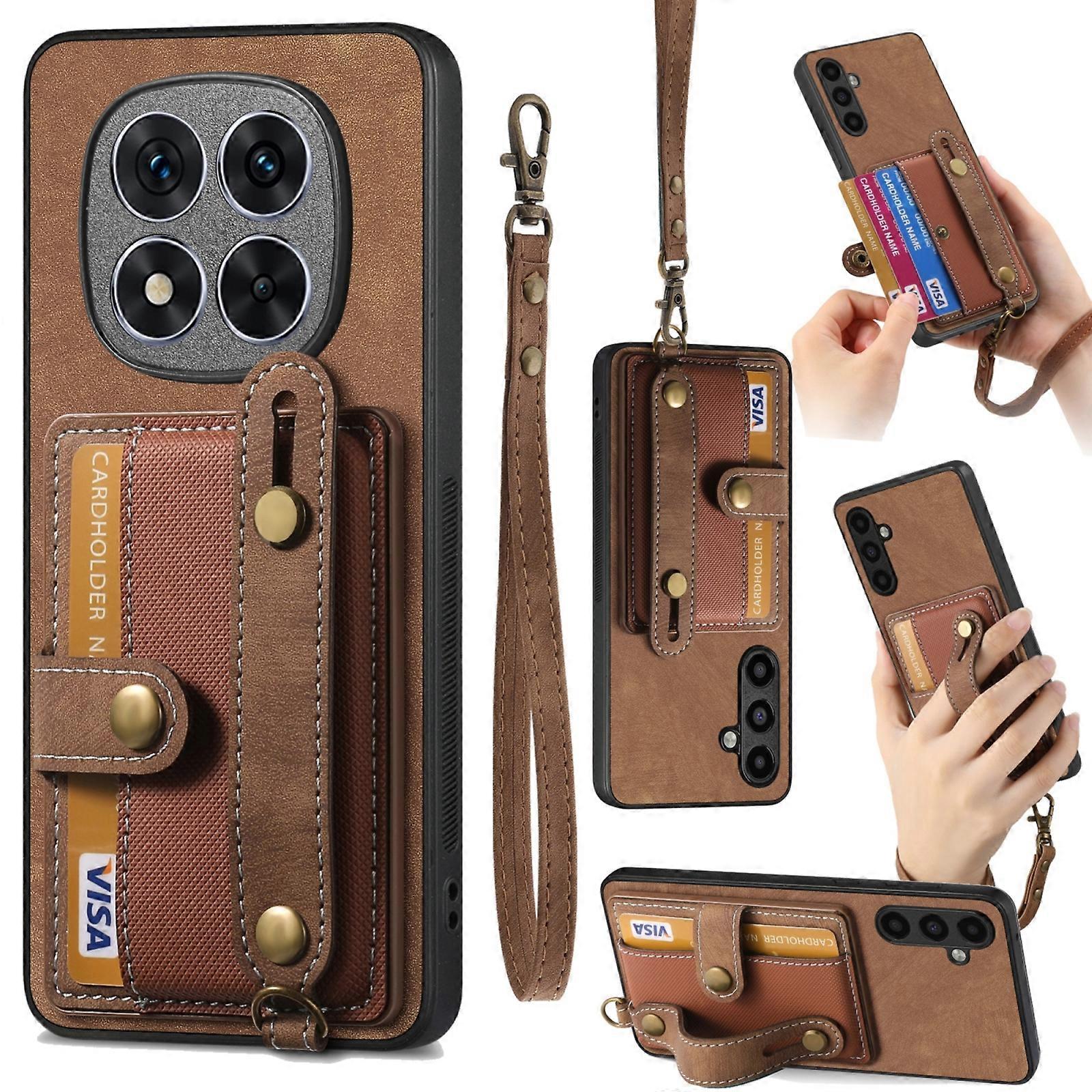 Retro Cross Wristband Wallet Leather Back Phone Case