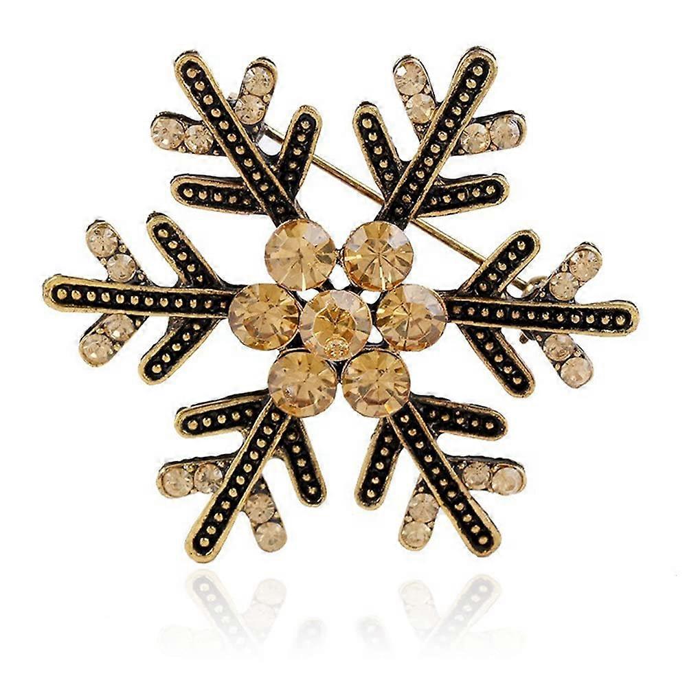 CZ Crystal Snowflake Brooch Pin for Winter Apparel - Elegant Brooch Accessory in Silver Tone with Clear Rhinestones
