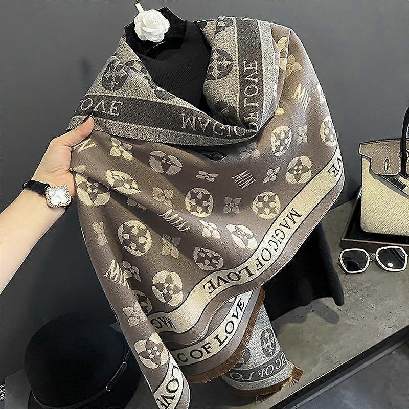 Écharpe en cachemire imprimée automne-hiver pour femme, châle double usage, écharpe épaisse double face