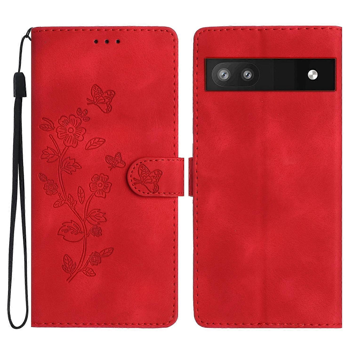 Flower Butterfly Embossing Pattern Leather Phone Case