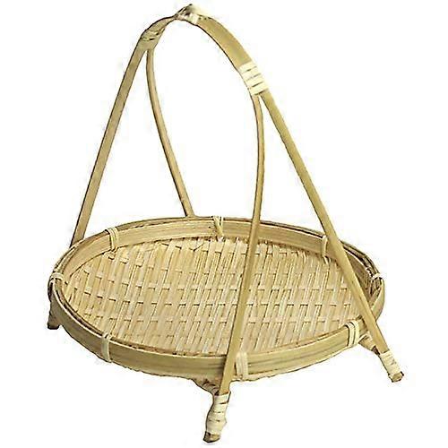 Bamboo Weaving Straw Baskets Tier Wicker Fruit Bread Food Storage Kitchen Decorate Round Plate Stand Container-Single Layer