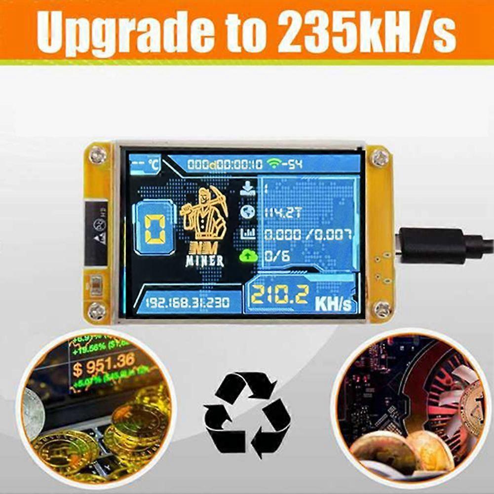 NMMiner NerdMiner 235KH/S Bitcoin Crypto Solo Lottery Miner 2.8 Inch Smart  Display with Acrylic She