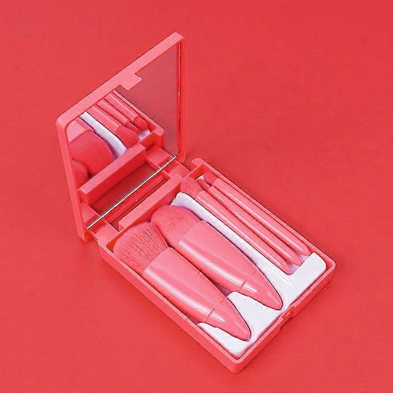 5pcs/set Medium Portable Makeup Brush Set With Mirror