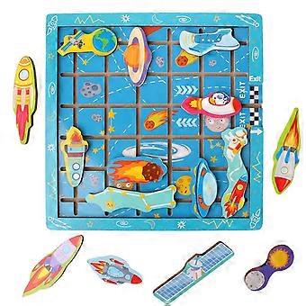 Children's Mini Toy Space Jigsaw Wooden Puzzle Portable Thinking Reasoning Kit