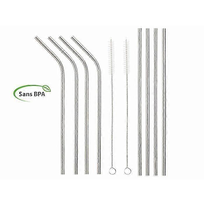 Set mit 8 Strohhalmen aus Edelstahl