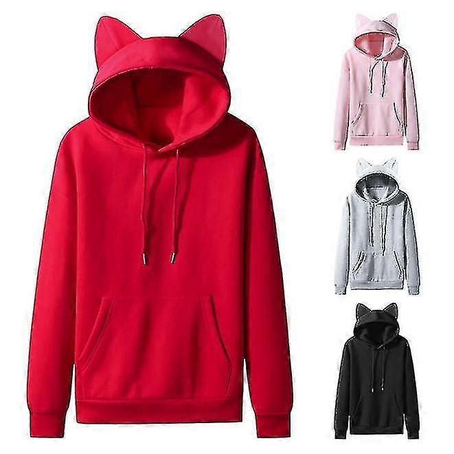 Donna Cat Ear Design Casual Manica lunga Felpa con cappuccio felpa con cappuccio Felpa con cappuccio