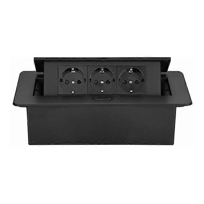Retractable power strip for flush-mounting in the office, worktop power strip (EU plug)LO-Ron |MOON
