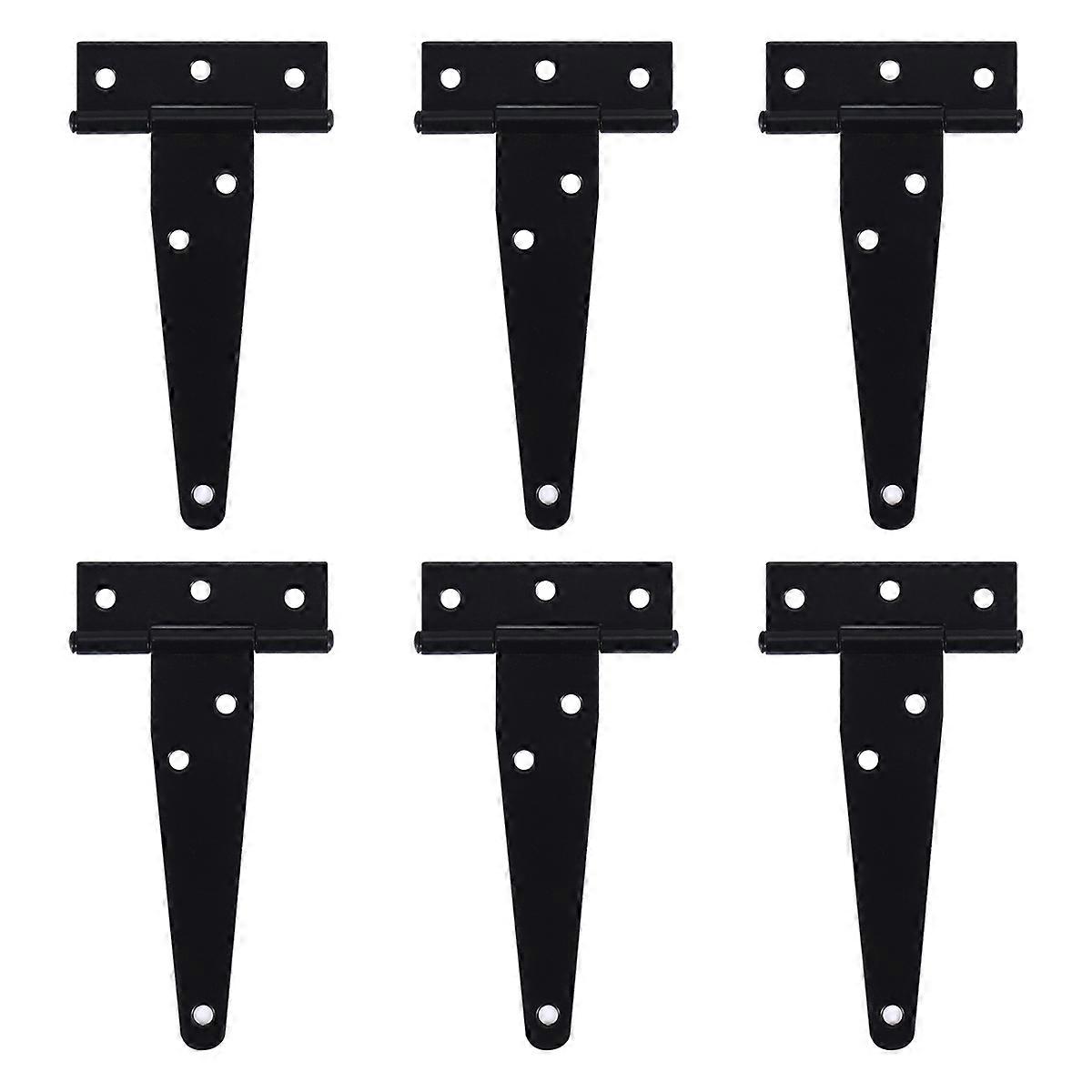 6 PCS 4 Inch T-Strap Black Hinges for , Fence and Barn Gates