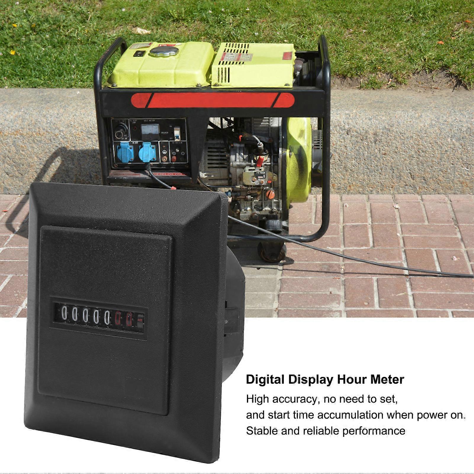 Digital Display Hour Meter AC 220-240V 50Hz Timer Engineering Machinery Tools