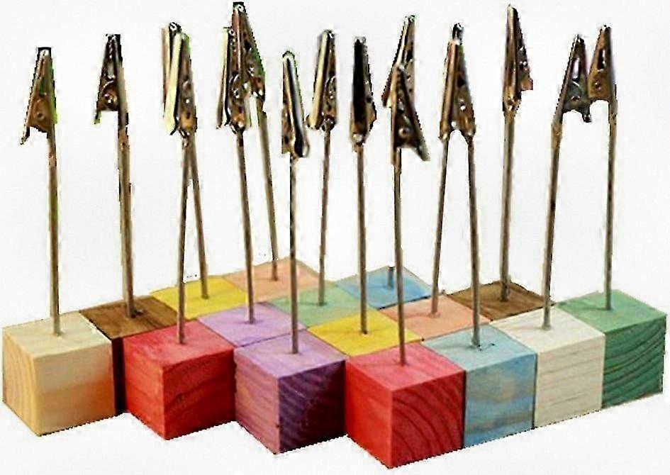 16-Piece Wooden Photo Holder Stand for Cards, Notes, and Desk Memo Clips �C Assorted Colors