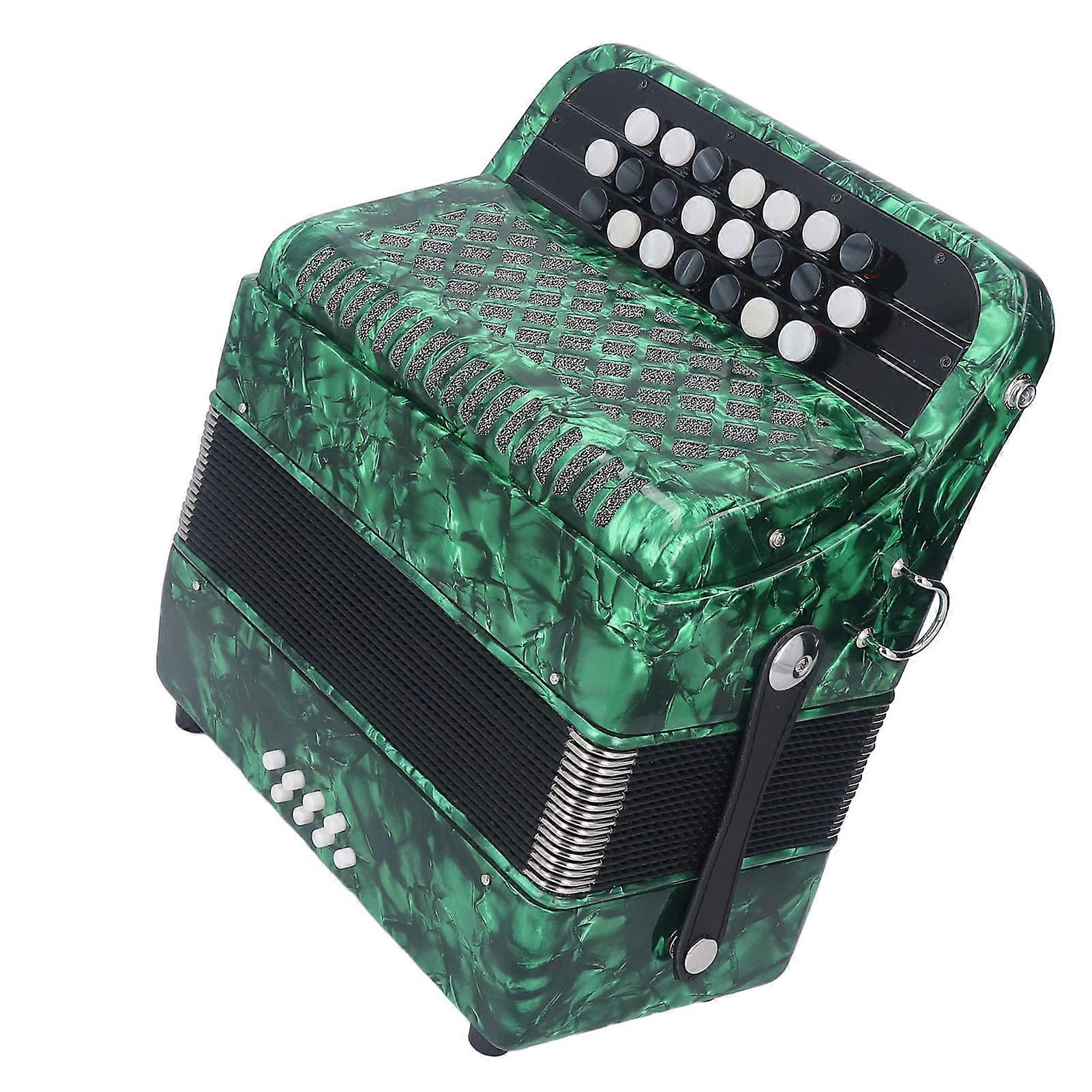 22 Key 8 Bass Accordion Professional Anti Slip Sensitive Button Accordion Musical Instrument with Strap Green 