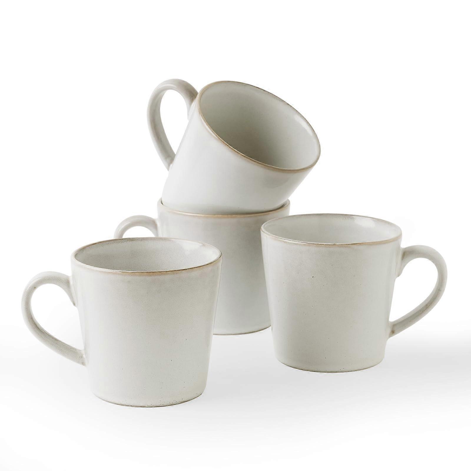 4 Mugs Coffee Mug Set 14 oz Grey-White Ceramic for Tea and Milk Dishwasher Safe Stackable Design
