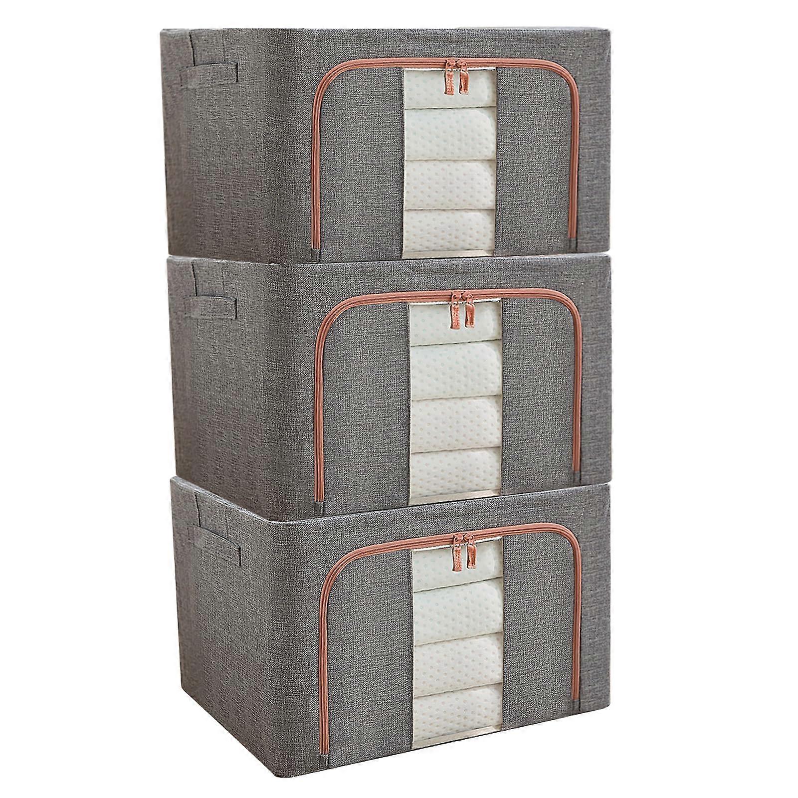 クローゼットオーガナイザー24Lのための3パック積み重ね可能な衣類収納バッグ