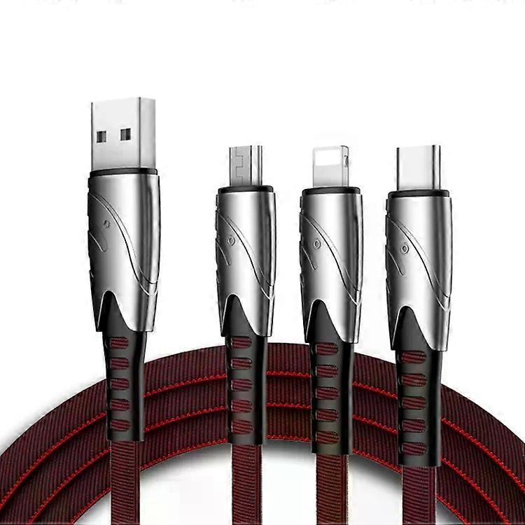 3 i 1 USB-datakabel-1,2 m, 8 pin, usb-c, micro usb-sort sort