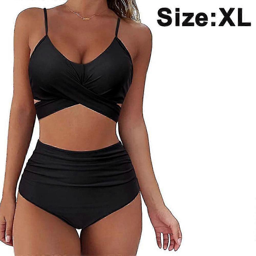 Női magas derekú kötés Bikini szett Wrap kétrészes push up fürdőruhák keresztmintás női fürdőruha Aoba