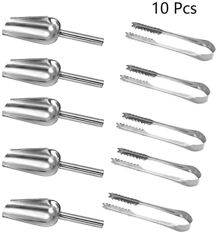 5 כפות מתוקות ו-5 מלקחיים של קרח, כפות נירוסטה לסופרמרקט -r